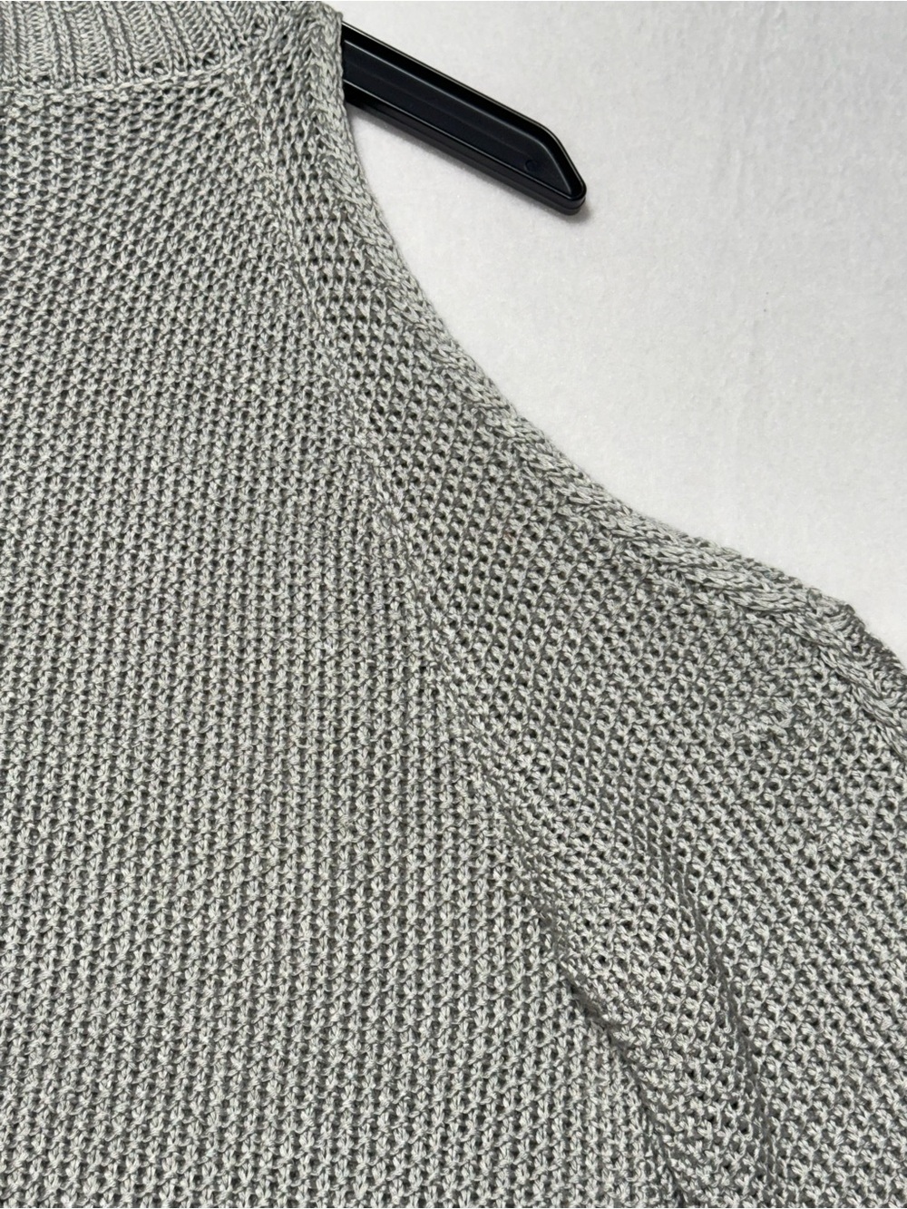 Miou Muse Cold Shoulder Silk-Knit Mock Neck Sweater Grey Women Sz L - Picture 9 of 11